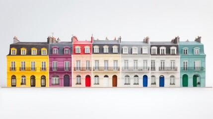 Colorful Rainbow Houses on White Background for Architects