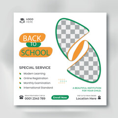school admission or education social media square banner  template