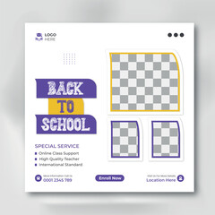 school admission or education social media square banner  template