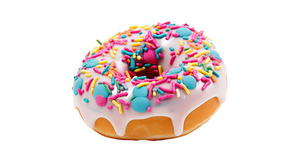 Donut with colorful sprinkles AI generative	