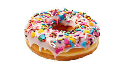 Donut with colorful sprinkles AI generative	