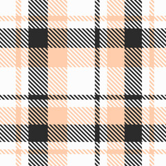 White Black Beige Tartan Plaid Pattern Seamless. Check fabric texture for flannel shirt, skirt, blanket
