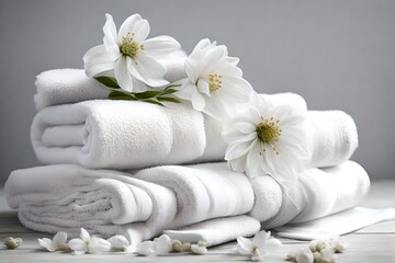 Obraz na płótnie Canvas Towels with white flower