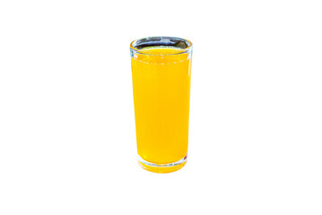 Die-cut image of orange juice in a glass of water