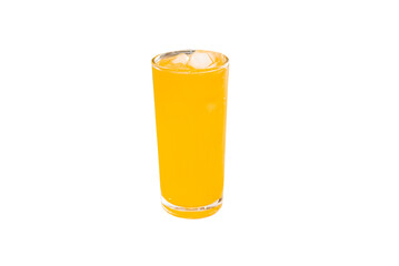 Die-cut image of orange juice in a glass of water