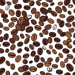 Obraz premium Coffee beans pattern background vector