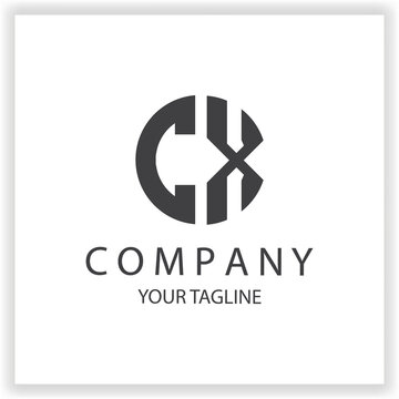 CX Logo monogram simple and modern circle black colour design template premium elegant vector eps 10