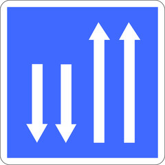 Panneau routier: Annonce d'un créneau de dépassement ou d'une route à 2x2 voies	