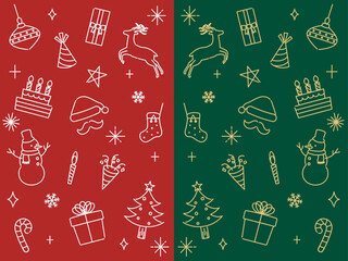 手描き風のクリスマスのイラストセット