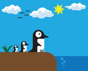 Penguin Cartoon Vector Creative Concept: Playful Arctic Charm