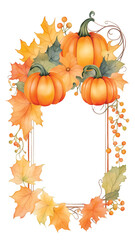 pumpkins frame border in watercolor