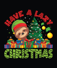 Sloth Christmas t-shirt design template