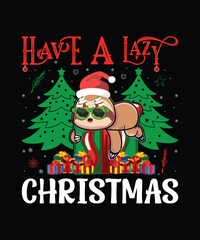 Sloth Christmas t-shirt design template