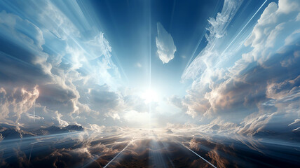 Abstract white transparent parallax perspective supernatural divine glow