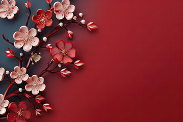 Chinese new year and flowers design background for gift card, presentation, wallpaper, marketing material