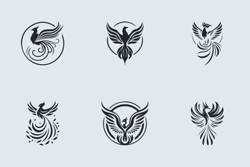 6 different Phoenix Vector Logos for Branding and Identity