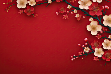 Chinese new year and flowers design background for gift card, presentation, wallpaper, marketing material