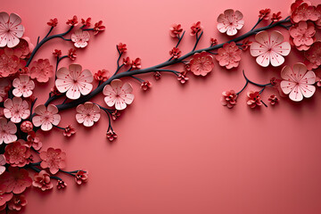 Obraz na płótnie Canvas Chinese new year and flowers design background for gift card, presentation, wallpaper, marketing material