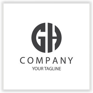 GH Logo monogram simple and modern circle black colour design template premium elegant vector eps 10
