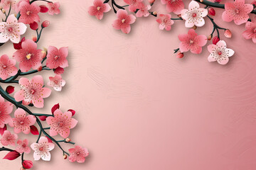 Fototapeta na wymiar Chinese new year and flowers design background for gift card, presentation, wallpaper, marketing material