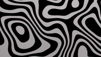 3d render Black White shine wave. 4k Hypnotic psychedelic zebra texture. Retro deformation y2k magic wallpaper background footage