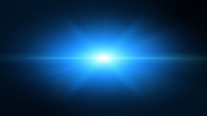 Blue optical shine light lens flares flickering rotation animation background.