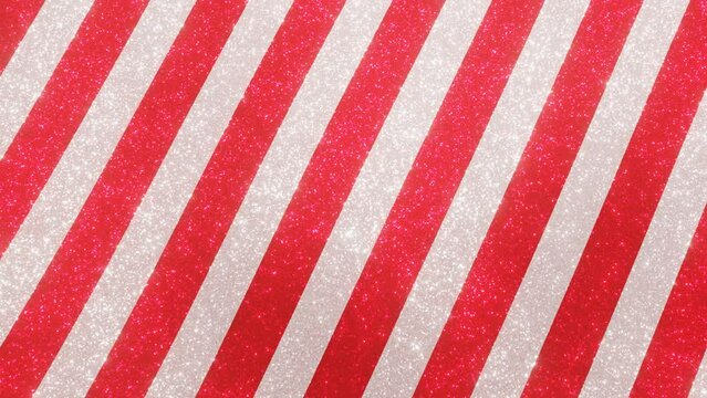 3d render Red White Christmas glitter shine stripes. Blur glow particles animated 30fps 4k. Hypnotic lines candy texture. Retro deformation y2k magic animation background. Seamless looped footage.