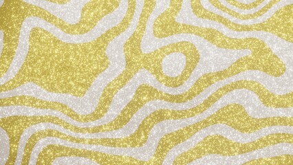 3d render Gold White Christmas glitter shine wave. Blur glow particles 4k Hypnotic psychedelic zebra texture. Retro deformation y2k magic wallpaper background footage