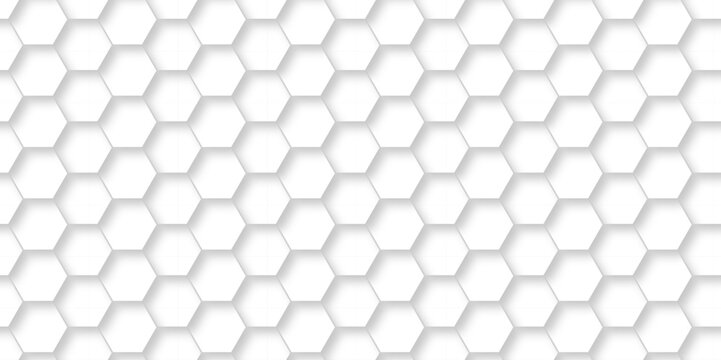 Seamless pattern with hexagons. Abstract background with hexagon and white Hexagonal Background. Luxury White Pattern. Vector Illustration. 3D Futuristic abstract honeycomb mosaic white background. © MdLothfor