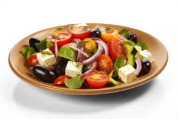 bowl of fresh salad of garden vegetables isolated on a transparent background