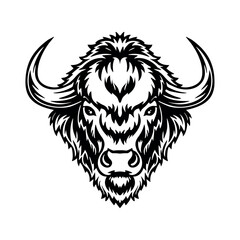 Buffalo head logo template. Vector illustration in black on white background