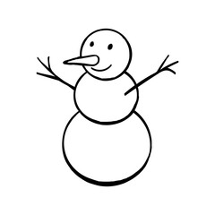 Hand drawn illustration with black lines, isolated on white background. Snowman Sketches. Stock Vector. Doodle snowman. Decorative element for Christmas, New Year design