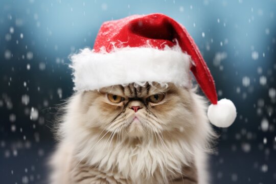 grumpy cat in santa hat christmas fun