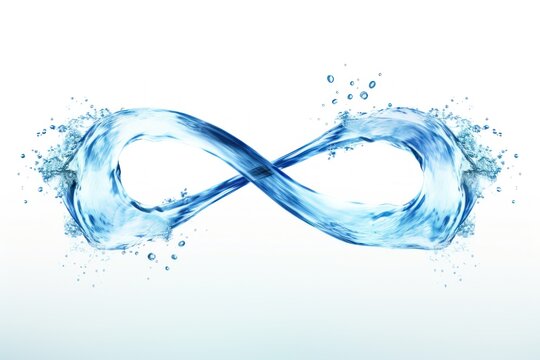 infinity sign made of water concept of healthy lifestyle isolated on white background