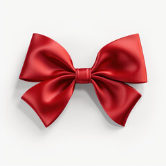 Naklejka premium Single Red Ribbon Bow on Clean White Background