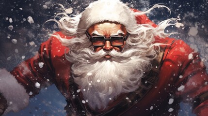 Santa Claus in Comic Style. Brutal Santa Claus