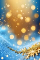 Fototapeta na wymiar golden and light blue christmas background