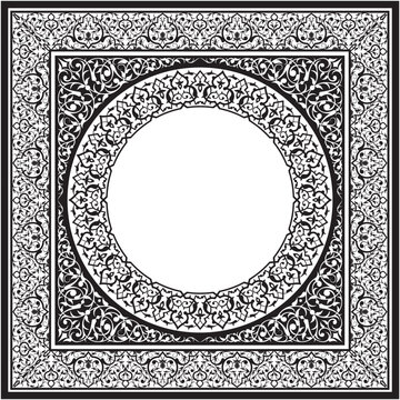 Vector illustration for ornamental design pattern on square and round frames in the center, nice frame ornament, suitable for calligraphy, mosque decoration, used with text placement in the center