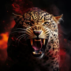 Foto auf Leinwand leopard roaring hd wallpaper © alex