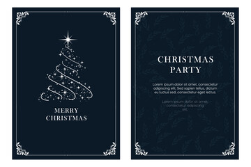 Fototapeta na wymiar Merry Christmas and Happy New Year greeting card template. Vector illustrations for background, greeting card, party invitation card, website banner, social media banner, marketing material.