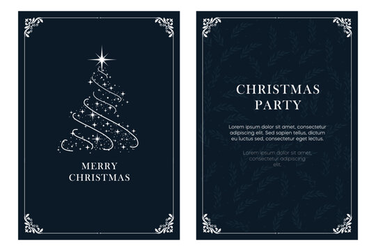 Merry Christmas and Happy New Year greeting card template. Vector illustrations for background, greeting card, party invitation card, website banner, social media banner, marketing material.