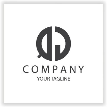 QJ Logo monogram simple and modern circle black colour design template premium elegant vector eps 10