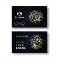 visiting card and business card set. Mandala Gold Business card template, Elegant business card design
