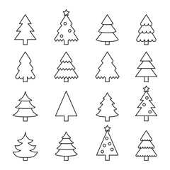 Xmas tree decoration icon vector illustration. Set of a christmas tree on isolated background. Winter sign concept.
