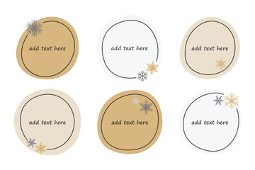 Templates for social media graphics. Set of winter backgrounds with snowflakes on isolated background. 