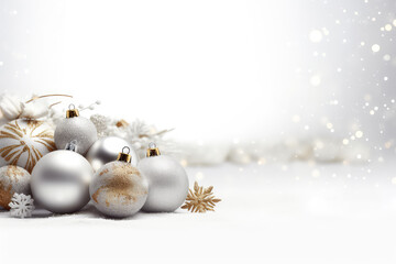 Fototapeta premium Christmas white background with christmas balls