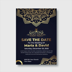 Beautiful mandala wedding invitation card template