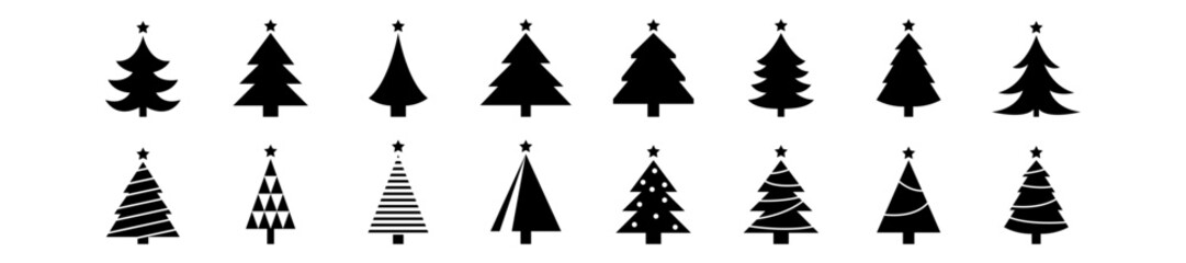 Obraz premium Christmas tree, spruce, pine icon vector image.