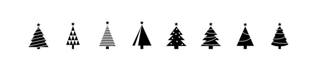 Obraz premium Christmas tree, spruce, pine icon vector image.