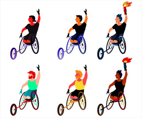 Des athlètes masculins aux Jeux Paralympique 2024 avec leurs vélo à main